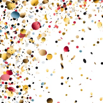 Colorful confetti on a white background. New Year's party and celebrations. A time of celebration and resolutions.