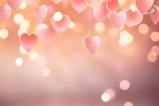 Colorful: pink and white hearts on a light background, confetti,New Year's Eve bright background, banner with space for your own content. Blank space for the inscription.