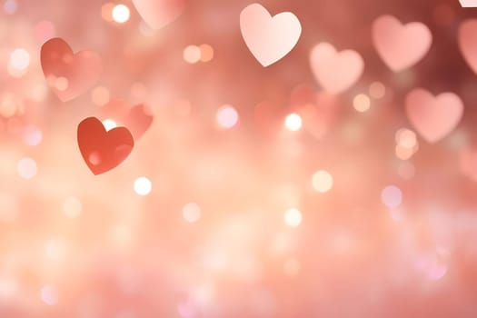 Colorful: pink and white hearts on a light background, confetti,New Year's Eve bright background, banner with space for your own content. Blank space for the inscription.