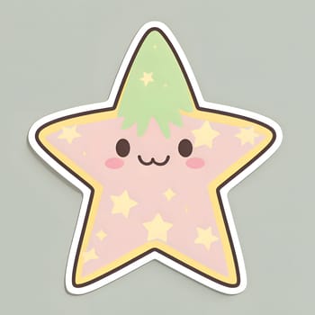 Sticker smiling star on a bright background. The Christmas star as a symbol of the birth of the savior. A Time of Joy and Celebration.