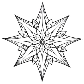 Christmas star as a black and white coloring card. The Christmas star as a symbol of the birth of the savior. A Time of Joy and Celebration.