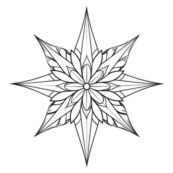 Christmas star as a black and white coloring card. The Christmas star as a symbol of the birth of the savior. A Time of Joy and Celebration.