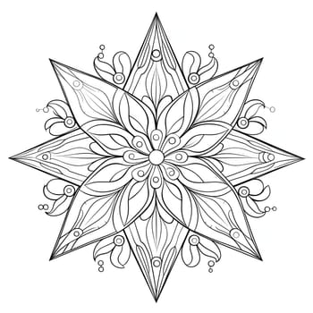 Christmas star as a black and white coloring card. The Christmas star as a symbol of the birth of the savior. A Time of Joy and Celebration.