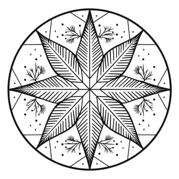 Christmas star as a black and white coloring card. The Christmas star as a symbol of the birth of the savior. A Time of Joy and Celebration.