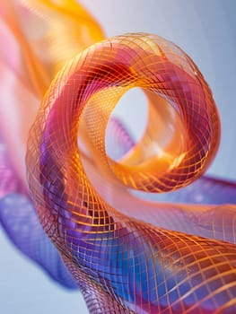 A closeup of a vibrant swirl of magenta and electric blue on a blue background, resembling a flower petal or liquid plant material in macro photography