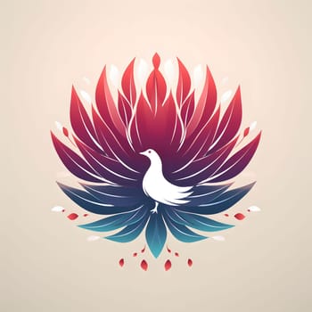 Logo turkey duck in lotus flower on solid light background. Turkey as the main dish of thanksgiving for the harvest. An atmosphere of joy and celebration.