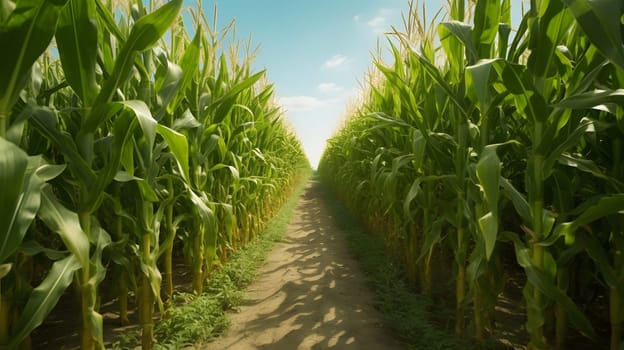 Path in the middle, field, of corn. Corn as a dish of thanksgiving for the harvest. An atmosphere of joy and celebration.