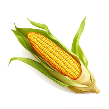 Cob of corn. Corn as a dish of thanksgiving for the harvest, picture on a white isolated background. An atmosphere of joy and celebration.