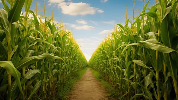 Path in the middle, field, of corn. Corn as a dish of thanksgiving for the harvest. An atmosphere of joy and celebration.