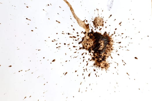 Coffee drops splashes with a brown color texture isolated on a white background