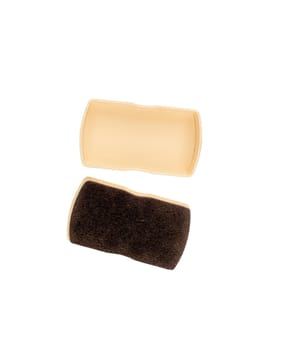 shoe polish sponge with cap on white background. shoe care.