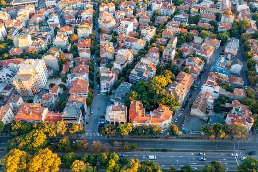 Aerial view from a drone over the old city of Varna, Bulgaria