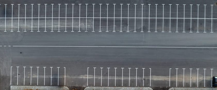 Aerial top view of empty parking lots. Drone photography.