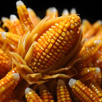 Tiny cobs of corn in sauce. Corn as a dish of thanksgiving for the harvest. An atmosphere of joy and celebration.