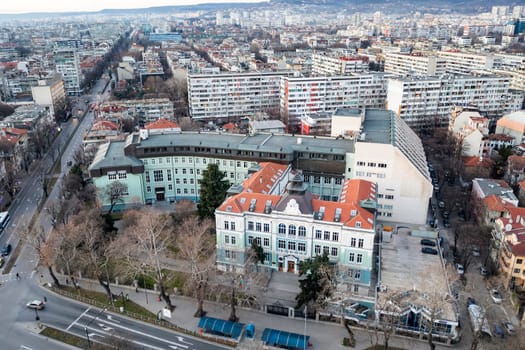 Aerial view from drone of Economic University of Varna