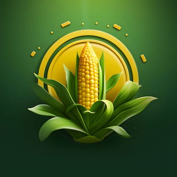 Cob of corn in green Leaf on a solid dark background. Corn as a dish of thanksgiving for the harvest. An atmosphere of joy and celebration.