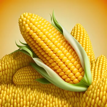 Yellow corn cobs on a light background. Corn as a dish of thanksgiving for the harvest. An atmosphere of joy and celebration.