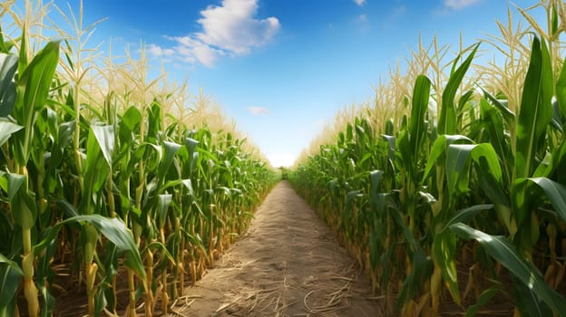 Path in the middle, field, of corn. Corn as a dish of thanksgiving for the harvest. An atmosphere of joy and celebration.