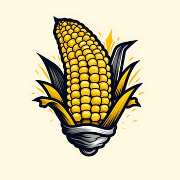 Illustration of yellow corn cob on light background isolated. Corn as a dish of thanksgiving for the harvest. An atmosphere of joy and celebration.