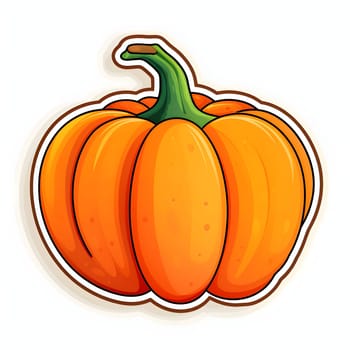 Pumpkin sticker. Pumpkin as a dish of thanksgiving for the harvest, picture on a white isolated background. An atmosphere of joy and celebration.