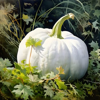 White leaf pumpkin. Pumpkin as a dish of thanksgiving for the harvest. An atmosphere of joy and celebration.
