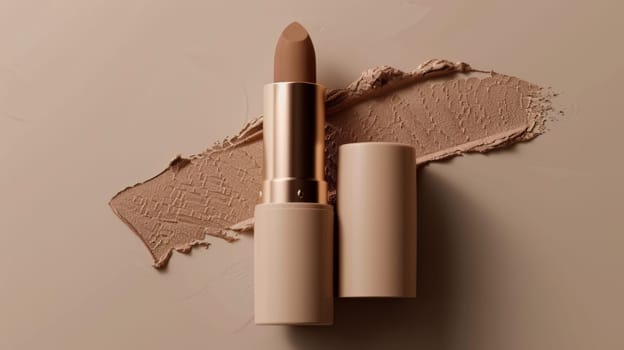 Nude lipstick with matching skin tone swatch