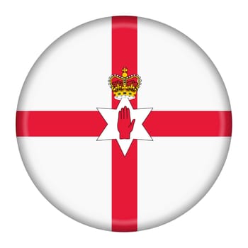 A Northern Ireland flag button 3d illustration with clipping path