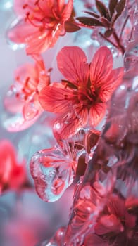 Red flowers with water droplets.