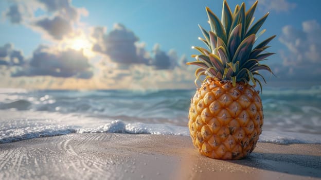 Pineapple on the beach at sunrise