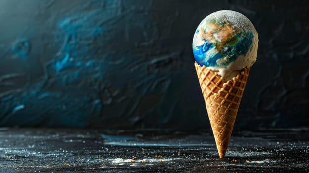 Earth Globe Ice Cream Cone Concept.