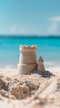 Sand castle on a sunny beach