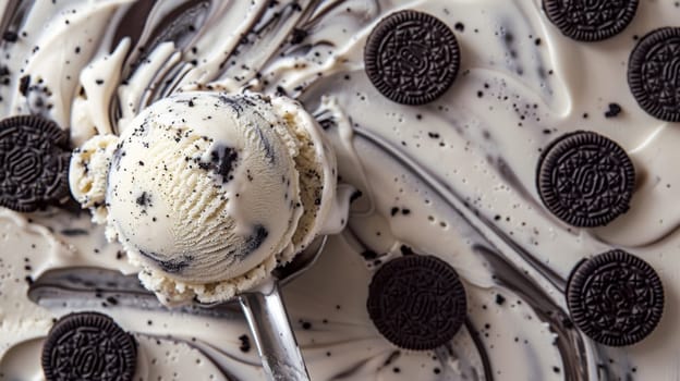 Delicious Ice Cream Sundae With Cookies.