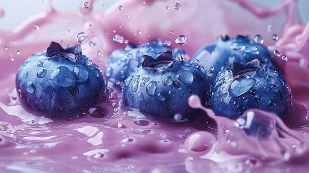 A collection of ripe blueberries is arranged neatly on a wooden table, creating a visually appealing display. The blueberries are round, small fruits with a deep blue hue.