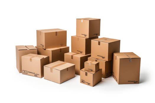 A stack of cardboard boxes with the numbers 1 through 12 on them. The boxes are all different sizes and are piled on top of each other