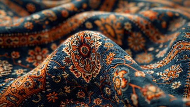 Close-up of traditional paisley pattern on carpet