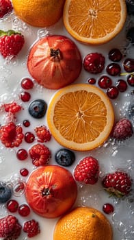 Assorted fresh fruits with milk drink.
