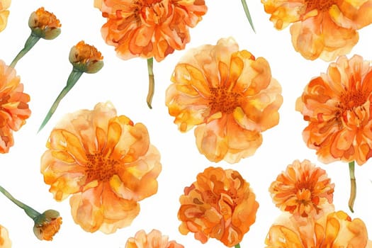 watercolour marigold seamless pattern wallpaper