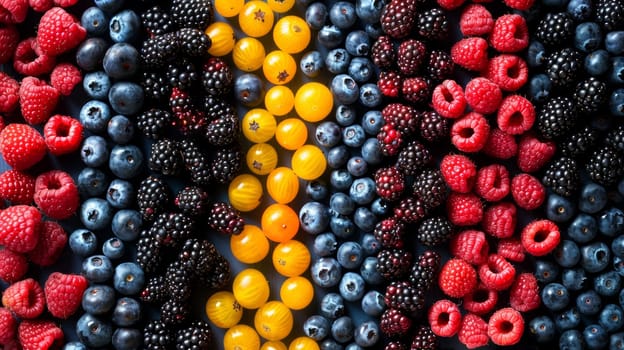 Assorted fresh berries in a colorful pattern.