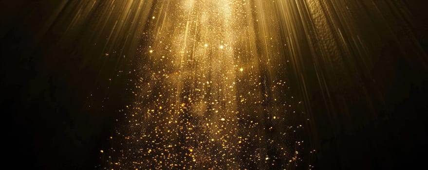 Golden particles falling in light beams