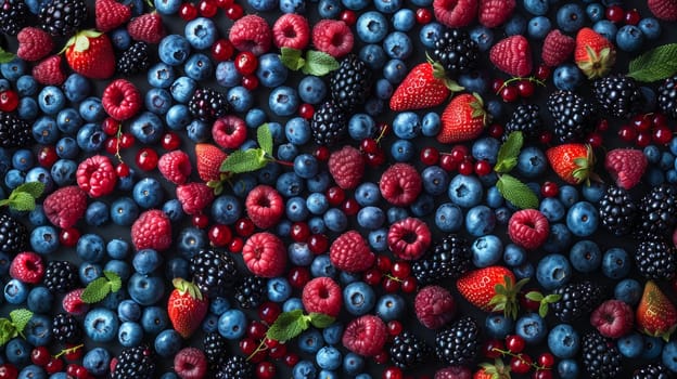 Assorted Berries Arranged in a Pattern.