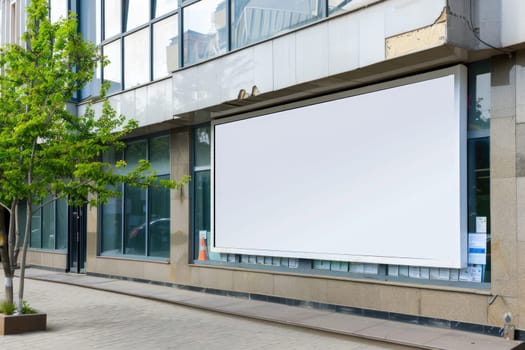 Blank Horizontal billboard mockup on a building