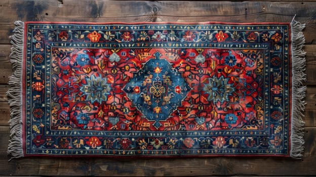 Traditional Persian rug on wooden floor