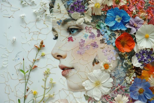 Artwork made from Pressed Flowers and mulberry paper