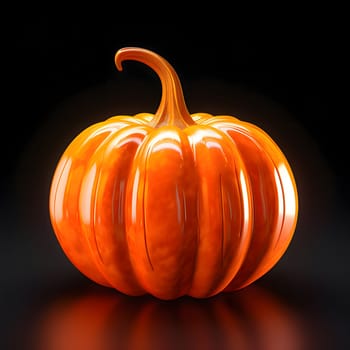 Slippery orange pumpkin on black isolated background. Pumpkin as a dish of thanksgiving for the harvest. An atmosphere of joy and celebration.