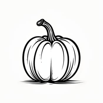 Outline, silhouette of a pumpkin. Pumpkin as a dish of thanksgiving for the harvest, picture on a white isolated background. An atmosphere of joy and celebration.
