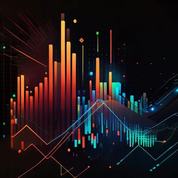 Stock Market: abstract colorful background with lines and bokeh, vector illustration
