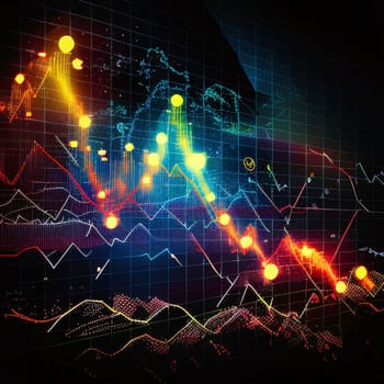 Stock Market: financial chart on the digital screen, abstract business background. 3d rendering