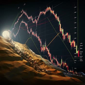 Stock Market: Financial stock market graph on the background of the planet earth. 3d rendering