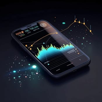 Stock Market: Smartphone with forex chart on screen. 3d illustration.
