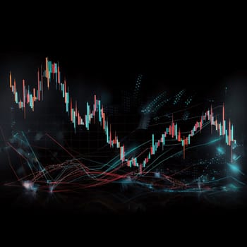 Stock Market: financial chart on virtual screen. Abstract background. 3d illustration.